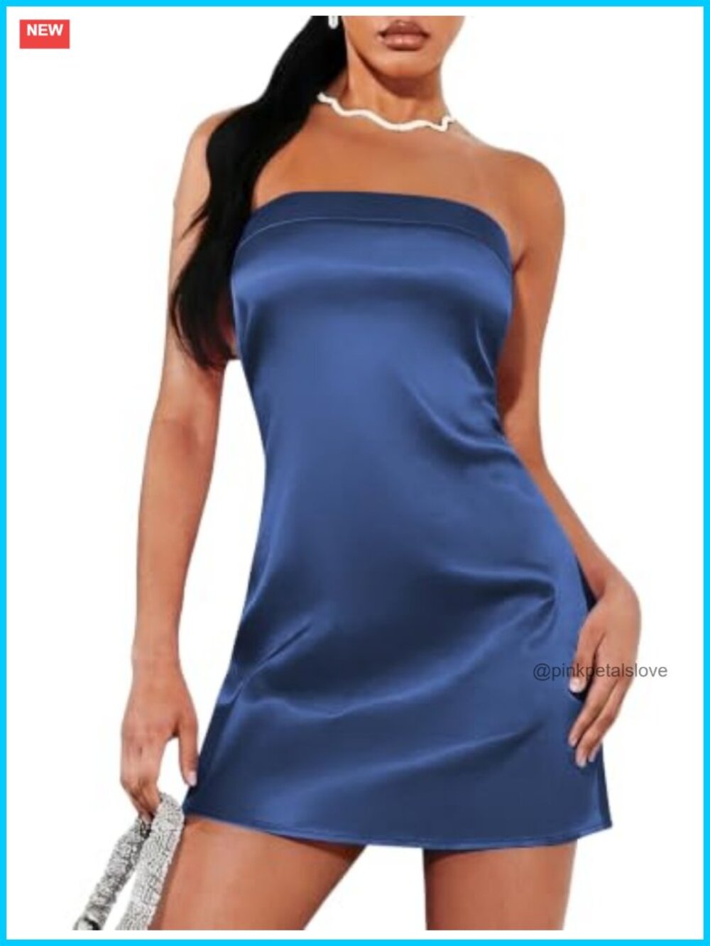 Satin Bodycon Mini Dress Strapless Cutout Back Party Club Night